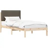vidaXL Cadre de lit avec tête de lit rembourrée Taupe 75 x 190 cm