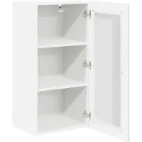 vidaXL Armoire murale en verre LUCCA, lot de 2, blanc brillant, 40 x 31 x 80 cm