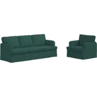 vidaXL Ensemble de canapés , 2 pièces, vert foncé, 201 x 80 x 85 cm, tissu