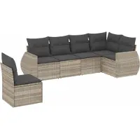 vidaXL Ensemble de salon de jardin 6 pièces avec coussins gris clair Poly rotin