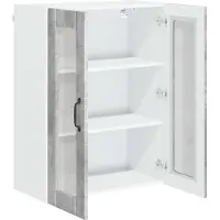 vidaXL Armoire murale en verre LUCCA, gris béton, 60 x 31 x 80 cm, aggloméré