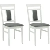 vidaXL Chaise de salle à manger 2 pcs Blanc et gris Caoutchouc massif