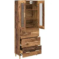 vidaXL Highboard Altholz 69,5 x 34 x 180 cm Engineered Wood und Glas