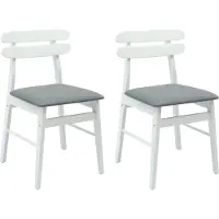 vidaXL Chaise de salle à manger 2 pcs Blanc et gris Caoutchouc massif