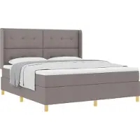 vidaXL Lit boxspring avec tête de lit taupe 180 x 200 cm Tissu