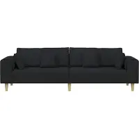 vidaXL Canapé avec coussins, noir, 250 x 77 x 76 cm, tissu
