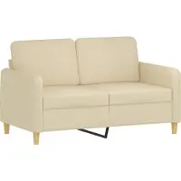vidaXL Canapé à 2 places Crème 120 cm Tissu
