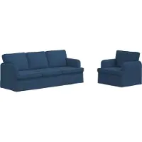 vidaXL Ensemble de canapés , 2 pièces, bleu, 201 x 80 x 85 cm, tissu