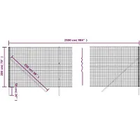 vidaXL Clôture grillagée Anthracite 2x25 m Acier galvanisé