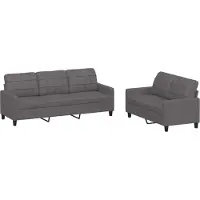 vidaXL Ensemble de canapés 2 pièces avec coussins Gris Similicuir