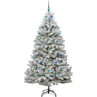vidaXL Sapin de Noël artificiel Vert et blanc 210 cm PVC et métal