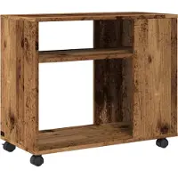 vidaXL Table d'appoint avec roues vieux bois bois d'ingénierie