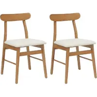 vidaXL Chaise de salle à manger 2 pcs Naturel et clair Bois massif de caoutchouc