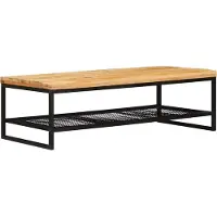 vidaXL Table basse marron et noire 110 x 55 x 35 cm en bois massif de manguier