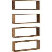 vidaXL Étagère murale avec étagère 4 pcs Bois ancien 80 x 15 x 26 cm