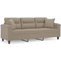 vidaXL Canapé 3 places avec oreillers taupe 180 cm tissu microfibre