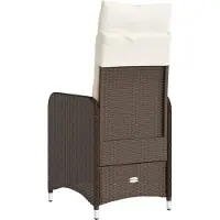 vidaXL Fauteuil de jardin avec coussin 2 pcs. Réglable Marron Poly Rattan