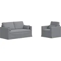 vidaXL Canapé 2 pcs Gris clair Mét¿¿