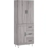 vidaXL Highboard Gris Sonoma 69,5x34x180 cm Matériau dérivé du bois