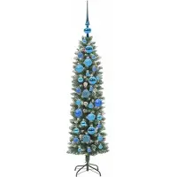 vidaXL Arbre de Noël artificiel slim avec 150 LED Vert et blanc 120 cm