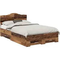 vidaXL Cadre de lit avec tête de lit vieux bois 120 x 190 cm Bois composite