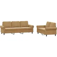 vidaXL Ensemble de canapés 2 pièces avec coussins Marron Velours