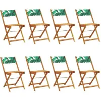 vidaXL Chaises de jardin 8 pcs. Pliable Vert Tissu et bois massif