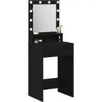 vidaXL Table de maquillage , noire, imitation chêne, 50 x 41 x 135 cm