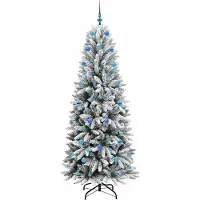 vidaXL Sapin de Noël artificiel avec 300 LED avec support Blanc 210 cm
