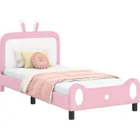 vidaXL Cadre de lit d'enfant avec tête de lit rose 90 x 190 cm PU