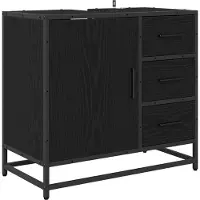 vidaXL Armoire de salle de bain, noire, imitation chêne, 65 x 33 x 60 cm