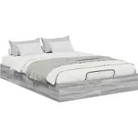 vidaXL Coffret de lit capitonné, couleur Sonoma gris, 193 x 120 x 25 cm, fabriqué en bois composite