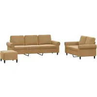 vidaXL Ensemble de canapés 3 pièces avec coussins Marron Velours