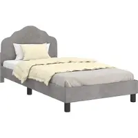 vidaXL Sommier de lit d'enfant avec tête de lit gris clair 90 x 200 cm velours