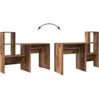 vidaXL Bureau vieux bois 131,5 x 50 x 106,5 cm Bois composite
