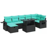 vidaXL Ensemble de jardin canapé 8 pièces avec coussins Gris Poly rotin Acacia