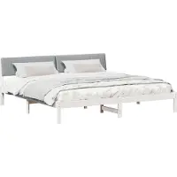 vidaXL Cadre de lit blanc et gris clair 200 x 200 cm pin massif