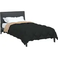 vidaXL Couette d'hiver noire et taupe 140 x 220 cm en microfibre