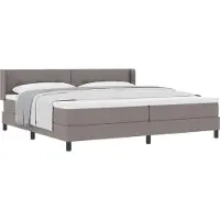 vidaXL Lit boxspring avec tête de lit taupe 200 x 200 cm Tissu