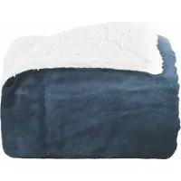 vidaXL Jeté Bleu marine 150 x 200 cm Toison