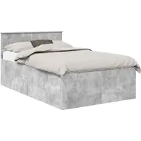 vidaXL Cadre de lit avec tête de lit Béton Gris 135 x 190 cm Bois composite