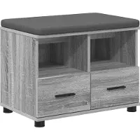 vidaXL Banc d'entrée avec coussin Gris Sonoma 60 x 38 x 46 cm