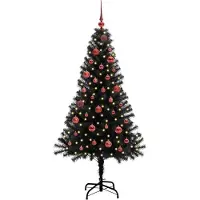 vidaXL Sapin de Noël avec 150 LED avec support Noir 150 cm PVC