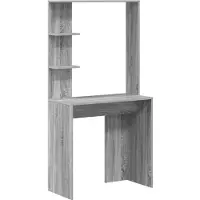 vidaXL Bureau avec étagère et espace de rangement avec porte, 2 pièces, couleur sonoma gris
