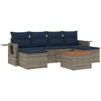 vidaXL Ensemble de 7 canapés de jardin avec coussins, gris, polyrattan