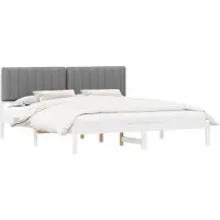 vidaXL Cadre de lit avec tête de lit rembourrée gris clair 180 x 200 cm
