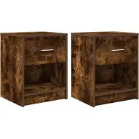 vidaXL Tables de chevet 2 pcs avec tiroir chêne fumé 40x34x50 cm