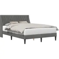 vidaXL Cadre de lit avec tête de lit Gris foncé 140 x 190 cm Velours