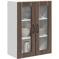 vidaXL Armoire murale en verre LUCCA, chêne brun, 60 x 31 x 80 cm, aggloméré