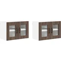 vidaXL Armoire vitrée LUCCA, 2 pièces, en bois imitation chêne brun